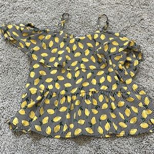 Off the shoulder lemon print top with straps!